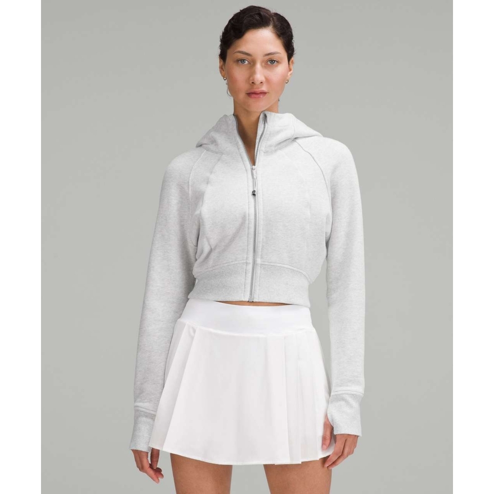 Lululemon Scuba Full-Zip Cropped Hoodie in Heathered Core Ultra Light Gray